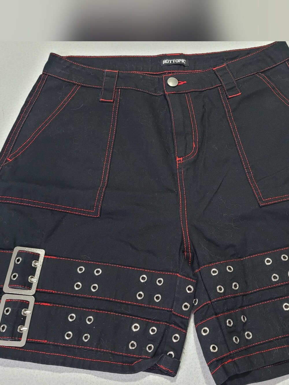 Hot Topic Black punk Buckle Womens shorts Size 9